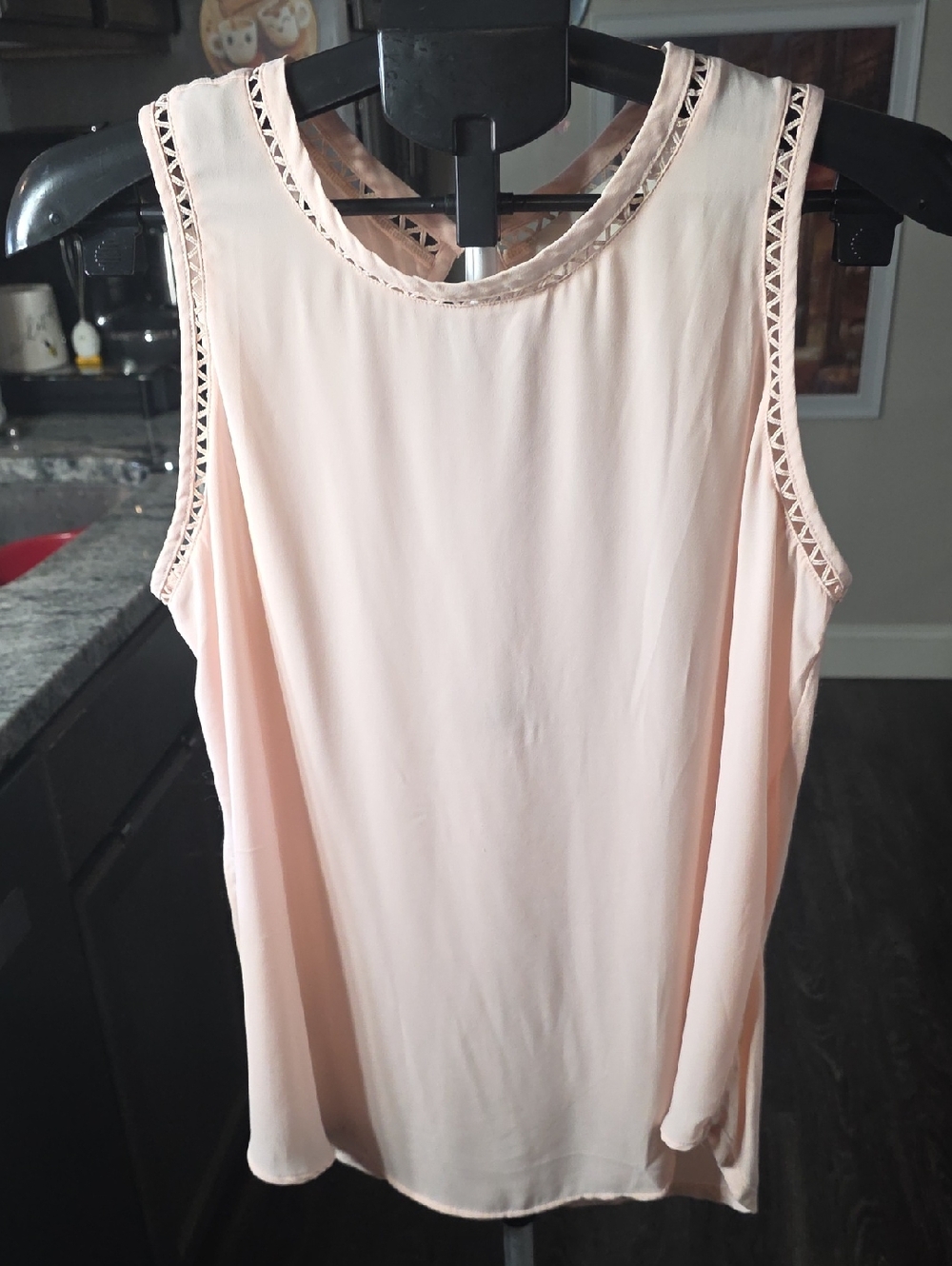 LOFT Pale Pink Lace-Trim Chiffon Camisole